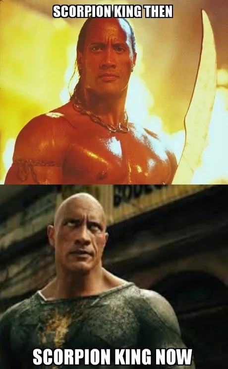 funny the rock as black adam and as scorpion king