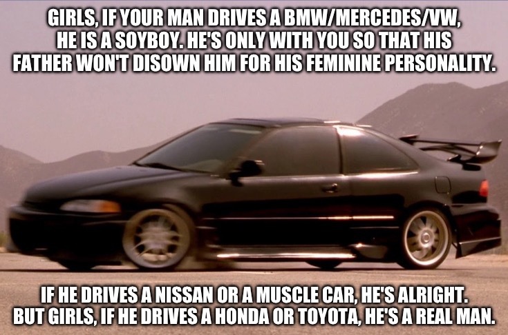 Make sure your man drives a Honda Civic - meme
