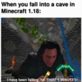 Flling into a cave in Minecraft