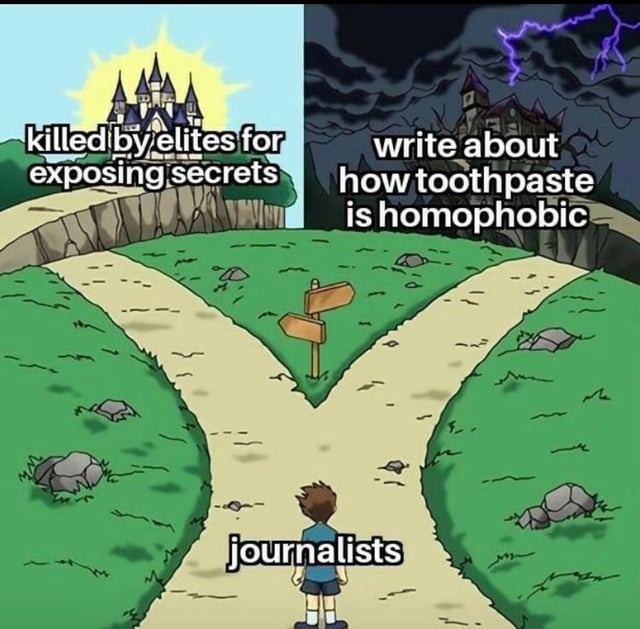 Two paths of a journalist - meme