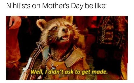 Nihilists on Mother’s Day: didn’t ask to be born - meme