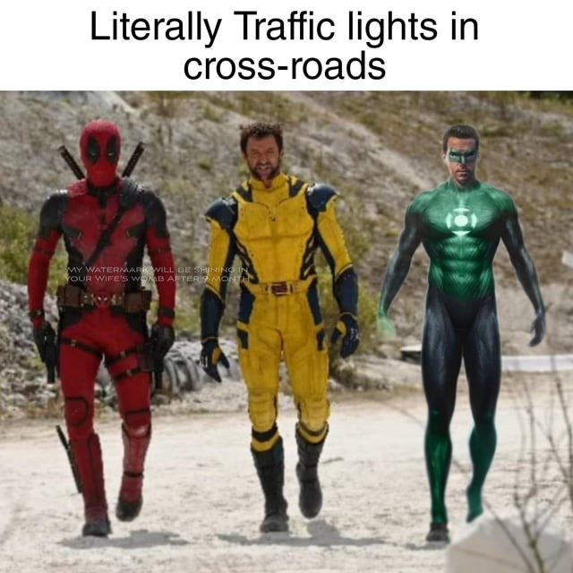 Traffic lights in cross-roads - meme