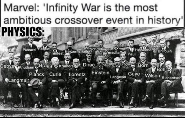 Marvel: greatest crossover ever. Physics: hold my constants - meme