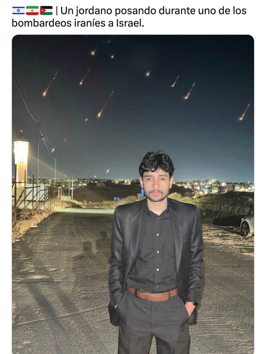 un jordano posando en medio del bombardeo como si nada - meme
