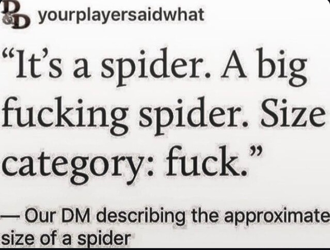 DM: It’s a spider. Size? Category: F**K - meme