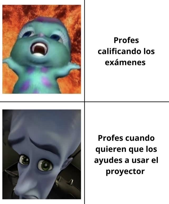 Profe calificando: Terminator vs Profe con el proyector: bebé indefenso - meme