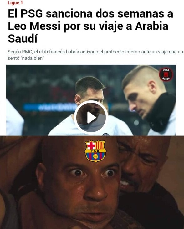 Psg sanciona a Messi y Messi se va del PSG creo - meme