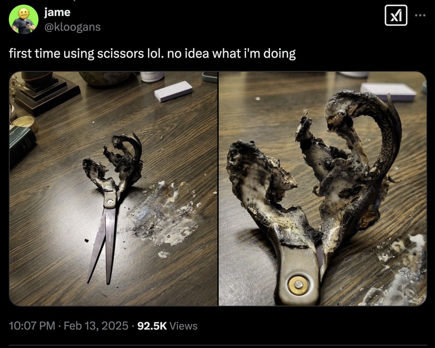 First time using scissors - meme