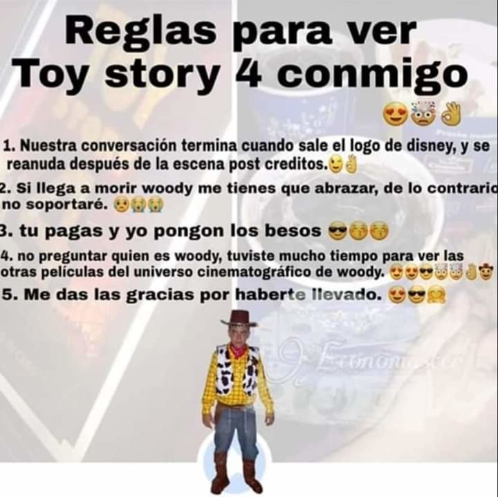 Reglas para ver toy story 4 conmigo - meme