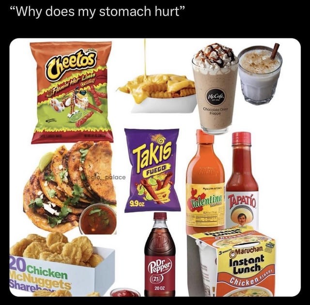 Why does my stomach hurt - meme