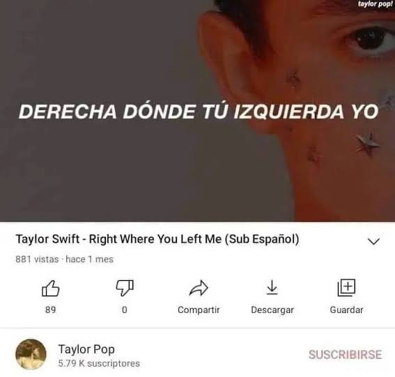 "Me gusta esta canción, voy a buscar un video subtitulado al español para saber que dice" el video subtitulado al español: - meme