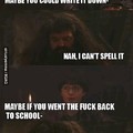 Hagrid you illiterate dick