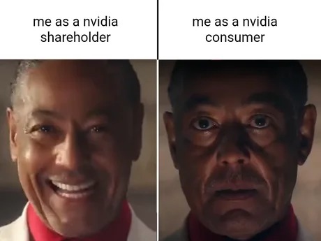 meme about nvidia as a shareholder and as a costumer