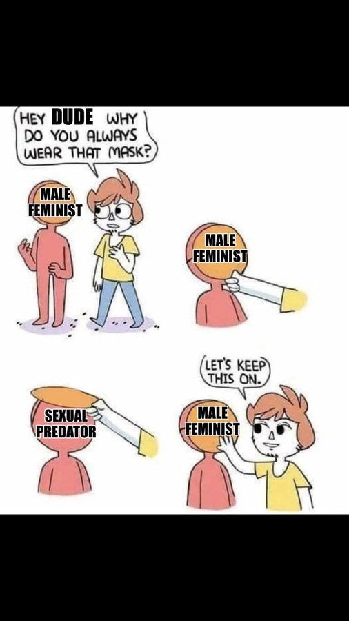 Male feminist libtardism is a massive overcorrection for something - meme