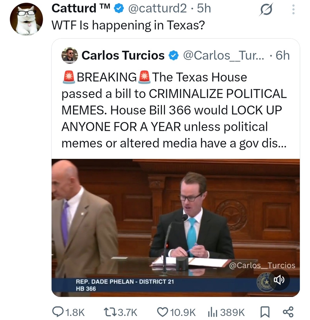 Texas just criminalized memes and Twitter’s melting