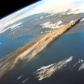 Volcanic eruption from space