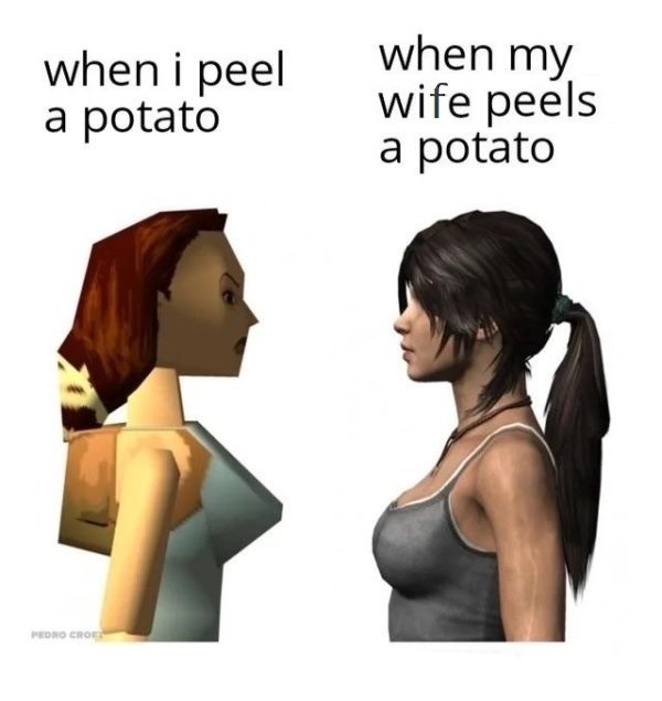 Peeling a potato - meme