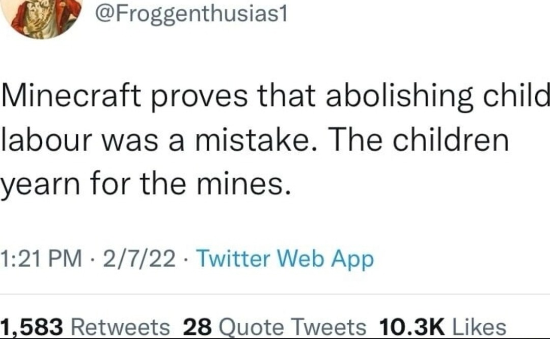 Les enfants veulent retourner à la mine, Minecraft l’a prouvé - meme