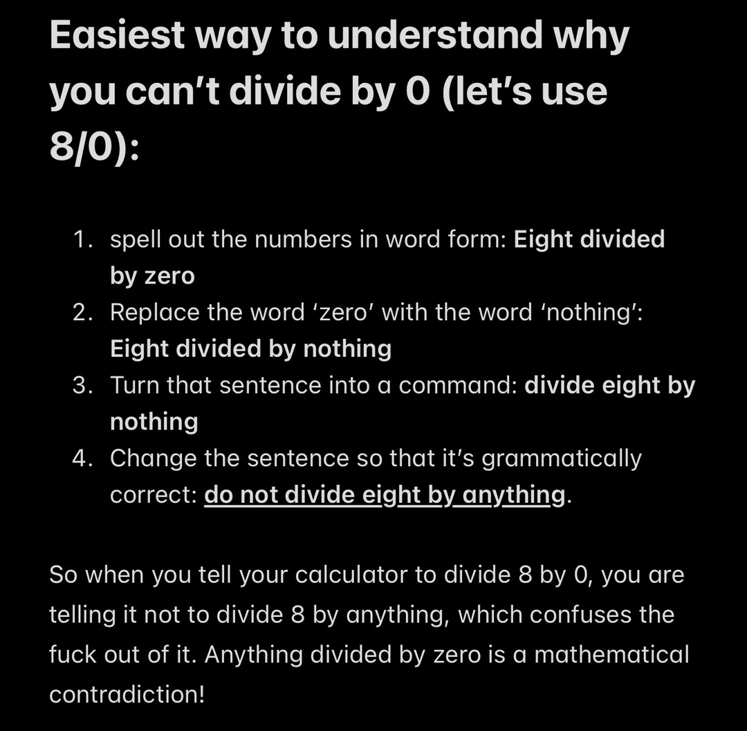 why you can’t divide by zero - meme