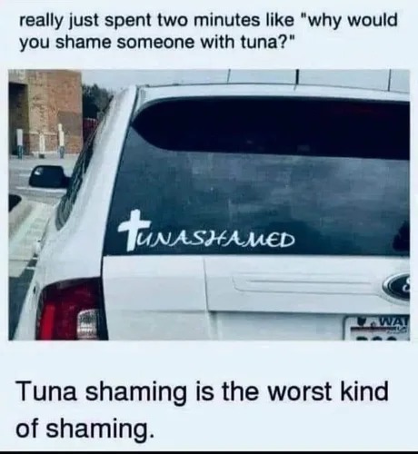Tuna shaming - meme