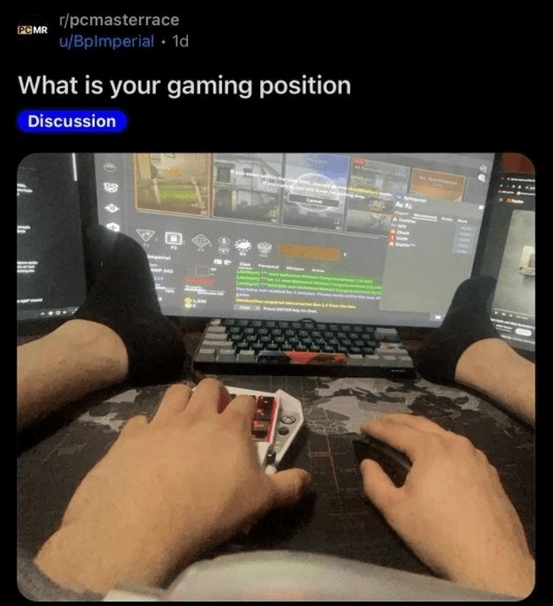 cursed gaming position - meme