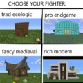 Choose your fighte, minecraft meme edition