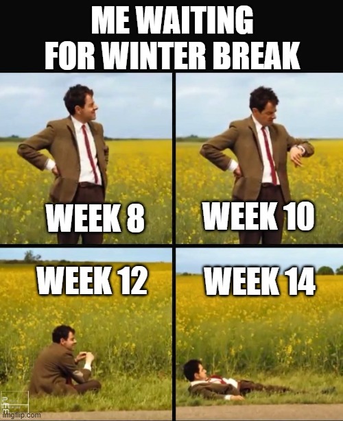 Waiting for Winter break - meme