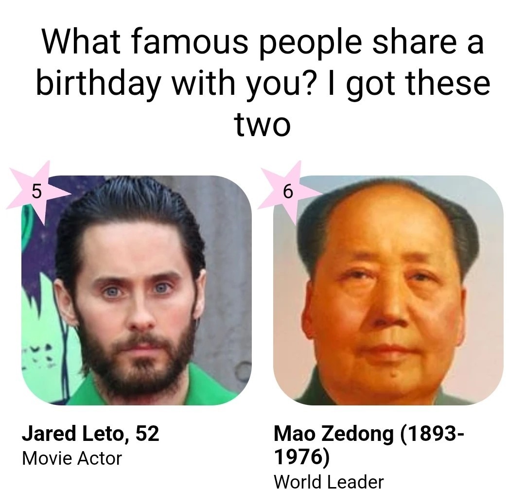 What famous people share a birthday with you? - meme