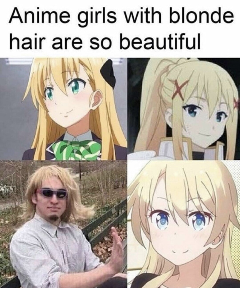 Blonde anime girls - meme
