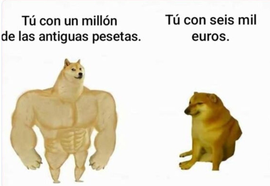 Un millón en euros no vale lo mismo que en pesetas - meme