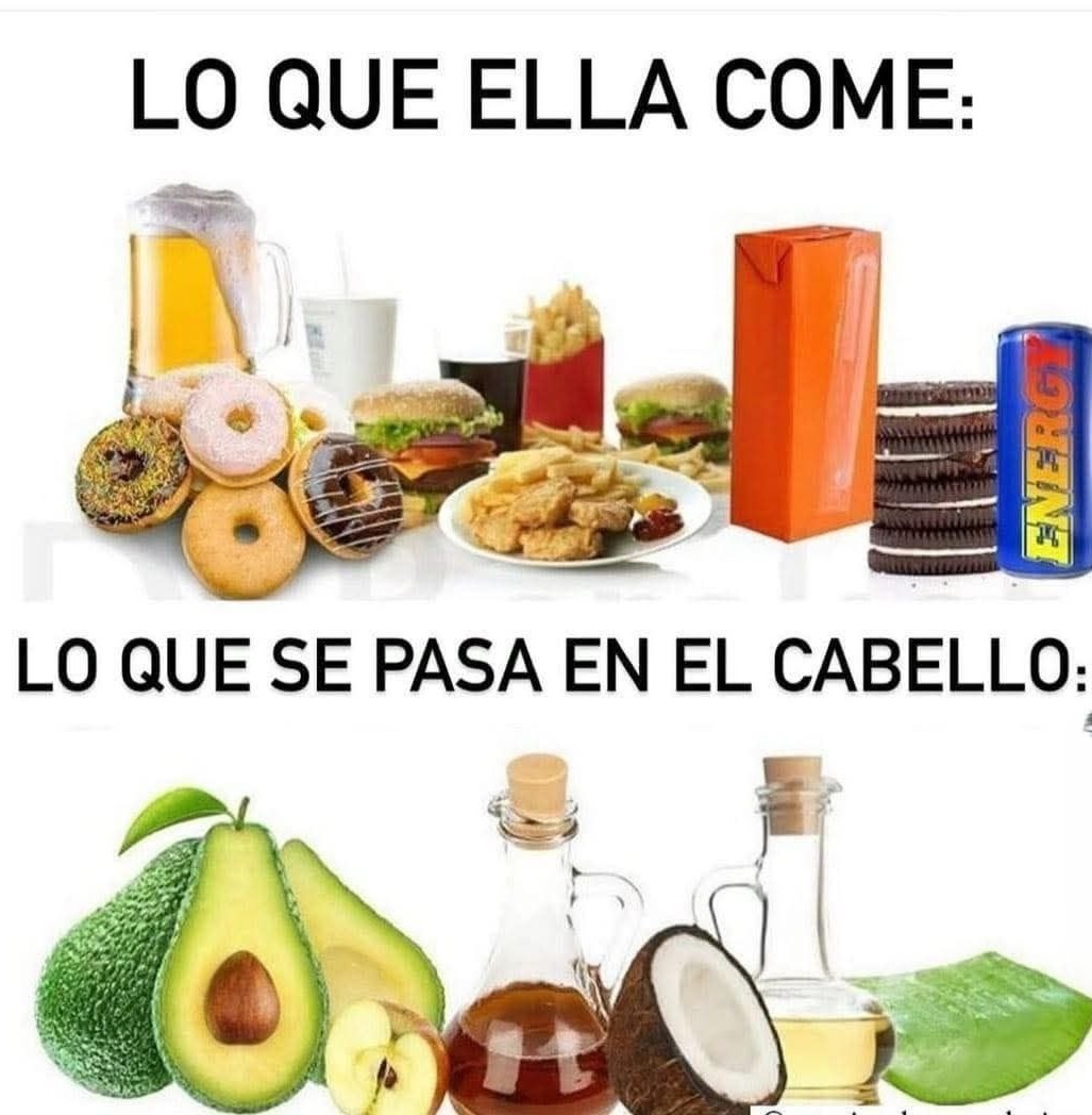 Lo que come vs lo que se pasa en el pelo meme nivel dios