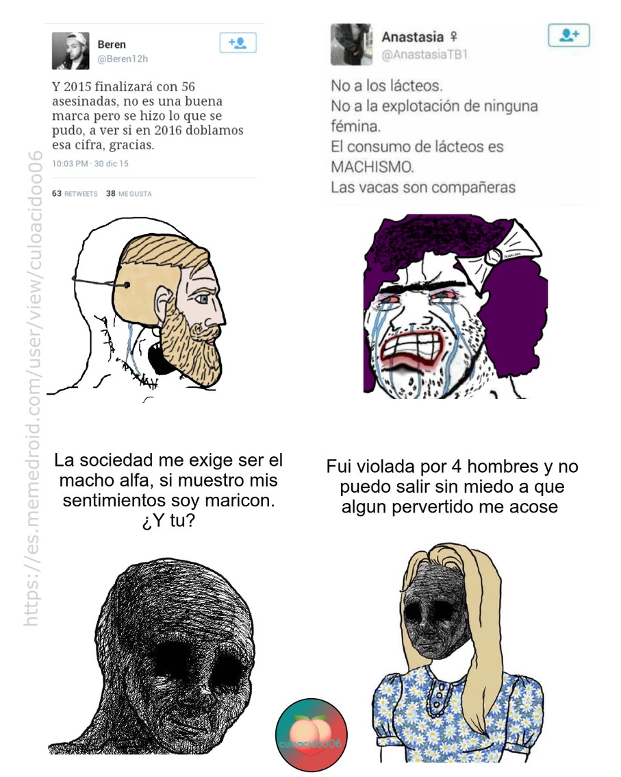 En verdad creo que ambos sexos la pasan mal: los hombres sufren con temas sociales y civiles y las mujeres sufrimos biologica y sexualmente - meme