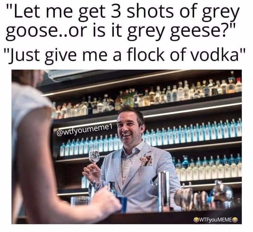 Don't miss vodka flocks lol - meme