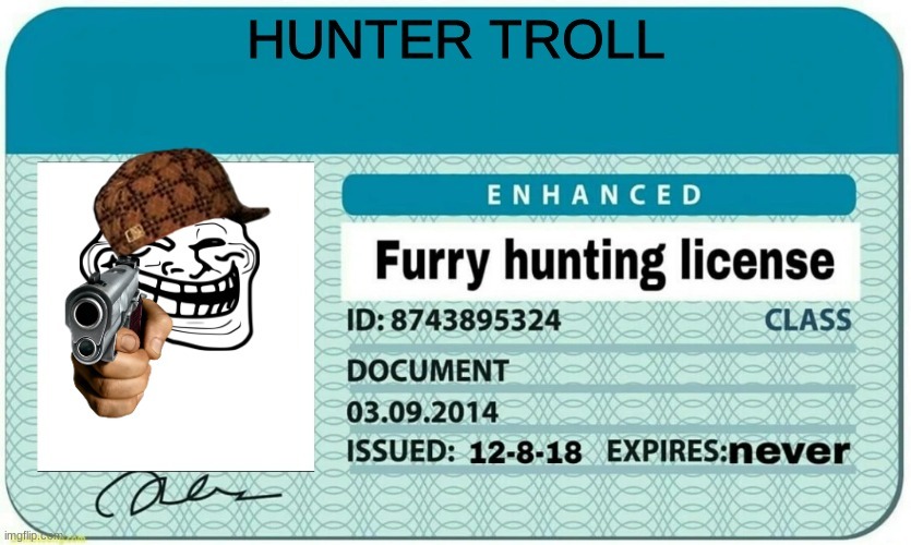 furry hunting license - meme
