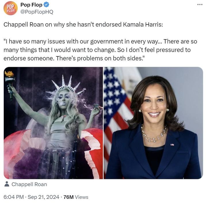 Chappell Roan on Kamala Harris - meme