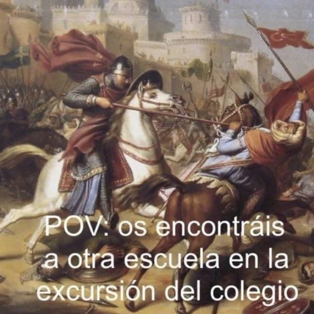 pov: se cruzan dos escuelas en una excursión y empieza la guerra - meme