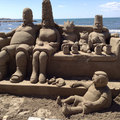 Les Simpson a la plage !! ( sculpture de sable, stylé)