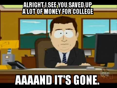 College tuition kills - meme