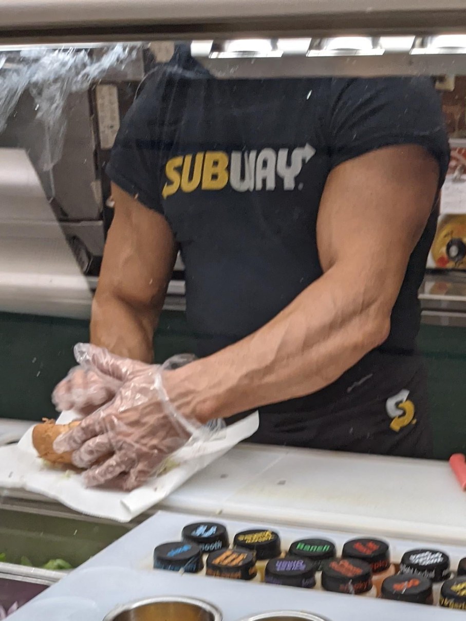 So I went to subway and.. the hulk is making my sandwich - meme