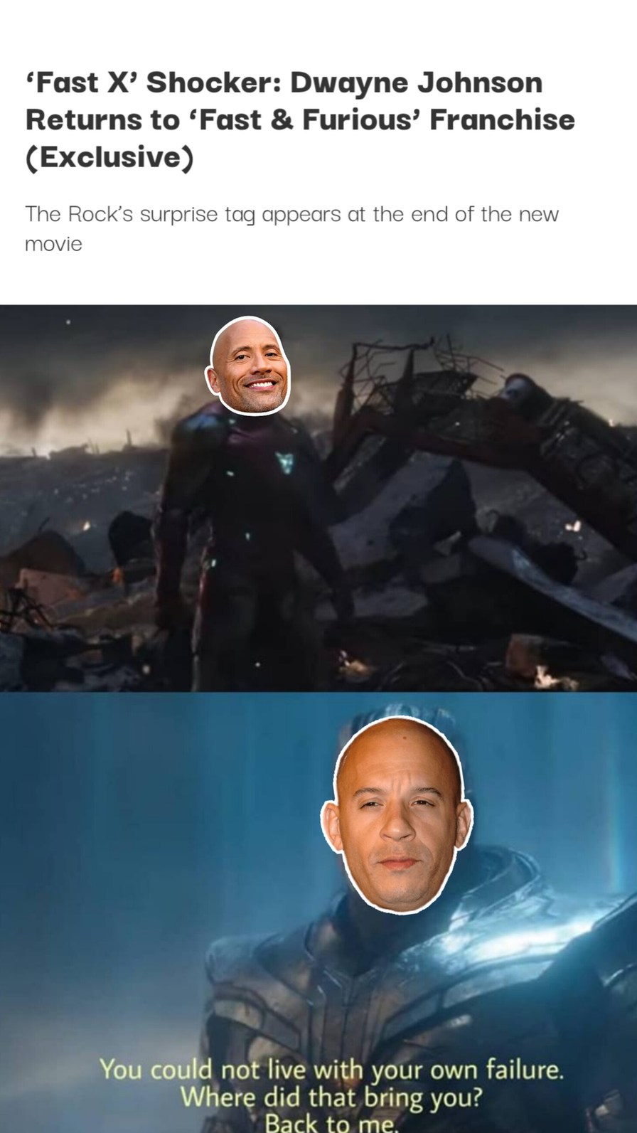 The Rock is back for Fast X - meme