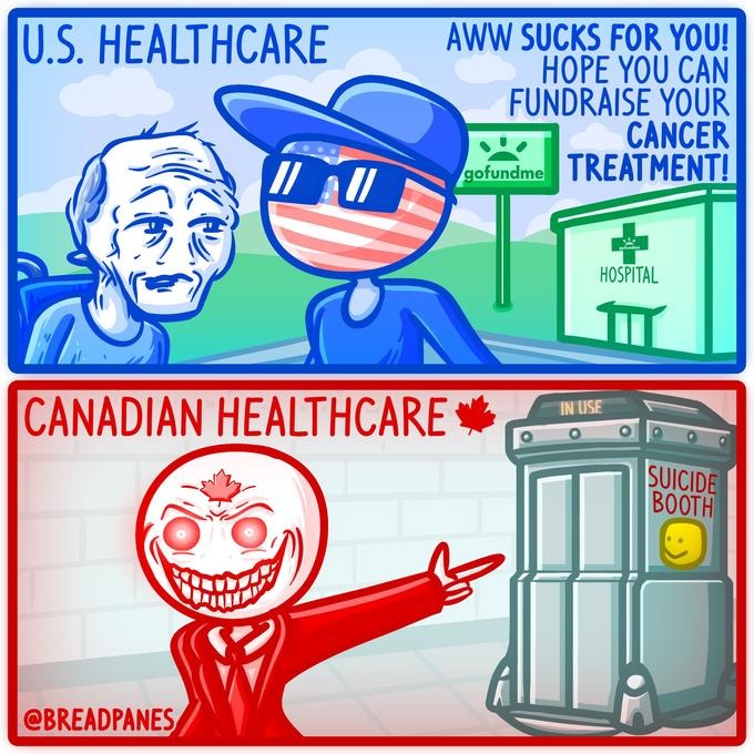 Us Healthcare vs Canadian Healthcare - meme
