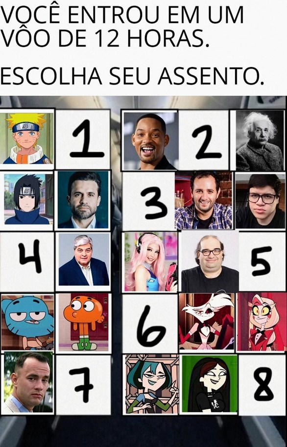 Qual assento vocês escolheriam? - meme