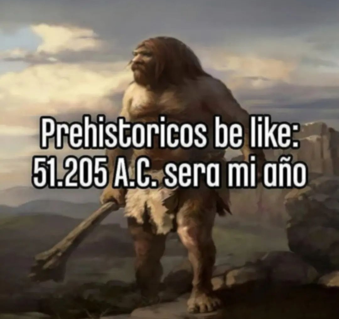 Meme prehistórico de año nuevo