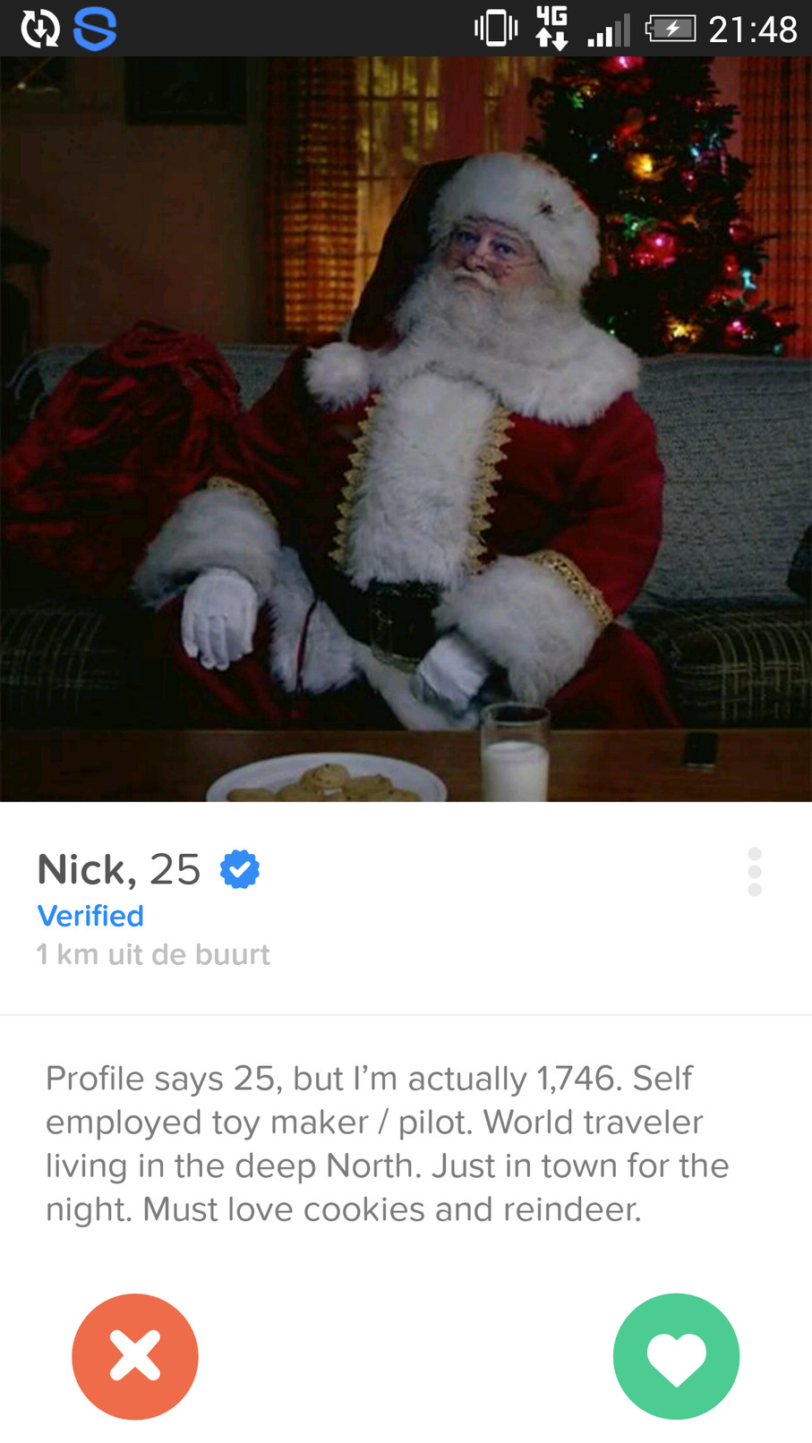 I got a match with Santa on tinder!! - meme