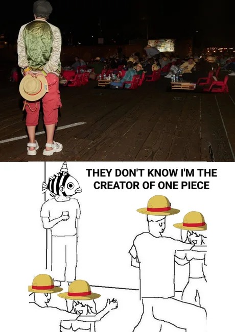 Eiichiro Oda at the premiere of the One Piece live action series - meme