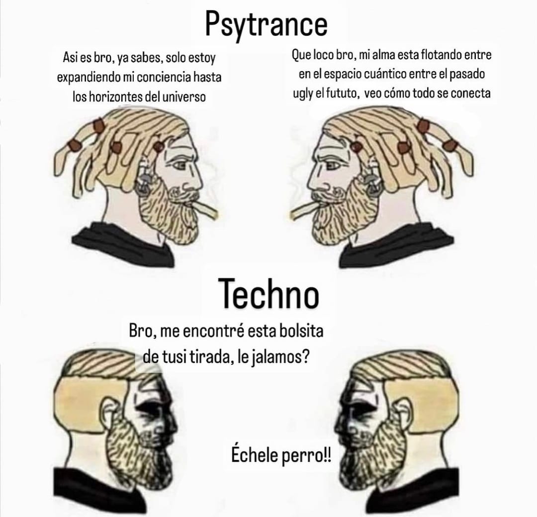 Psytrance vs Techno - meme