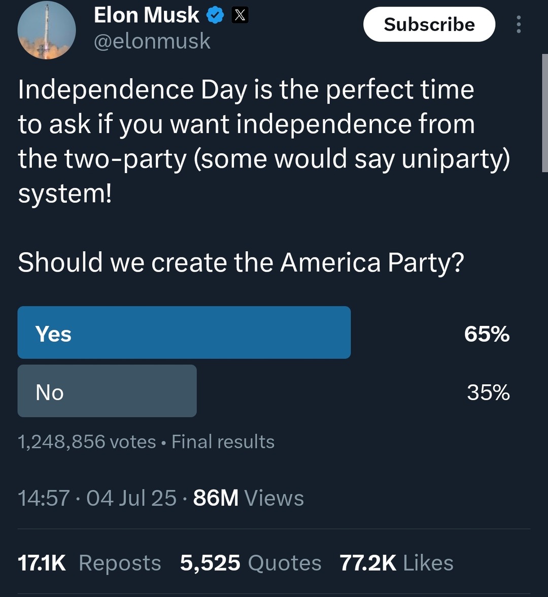 Elon wants to start America Party, Twitter says go for it - meme