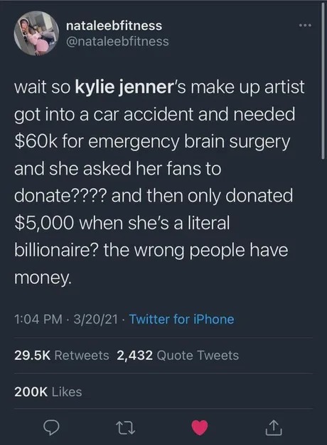 Kylie Jenner's make up arttist car accident story - meme