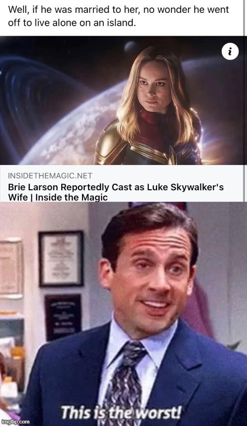 Brie Larson as Luke Skywalker's wife meme