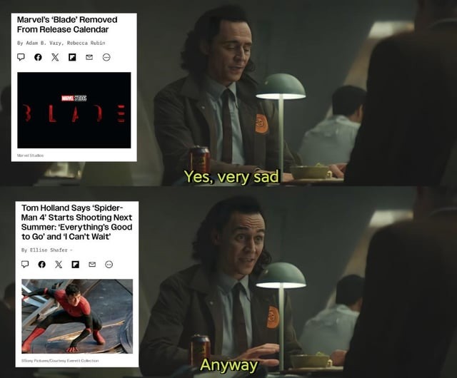 October Marvel meme news on Blade and Spiderman